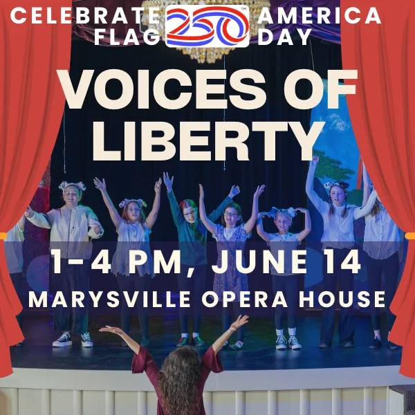 Voices of Liberty Flag Day flyer for June 14 from 1 to 4 p.m. at the Marysville Opera House