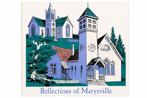 Ceramic tile with Reflections of Marysville centennial artwork