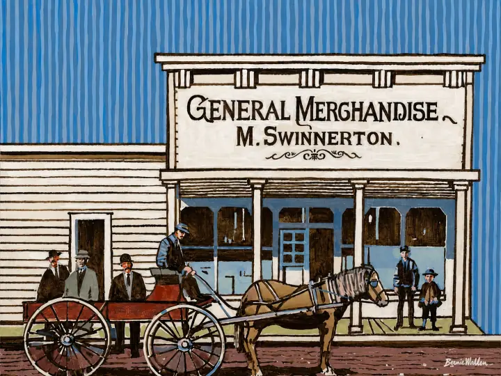 Painting of Mark and Sarah Swinnerton General Store in old Marysville.