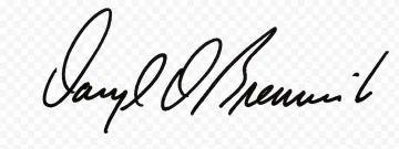 Signature of Daryl Brennick, mayor of Marysville from 1980 to 1984