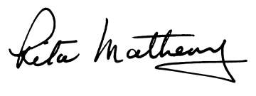 Signature of Rita Matheny, mayor of Marysville from 1988 to 1992